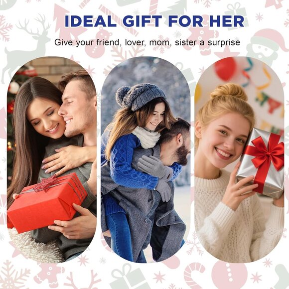 Women's Grey Winter Warm Touchscreen Windproof Girls Winter Using Gifts Gloves - Picture 7 of 7